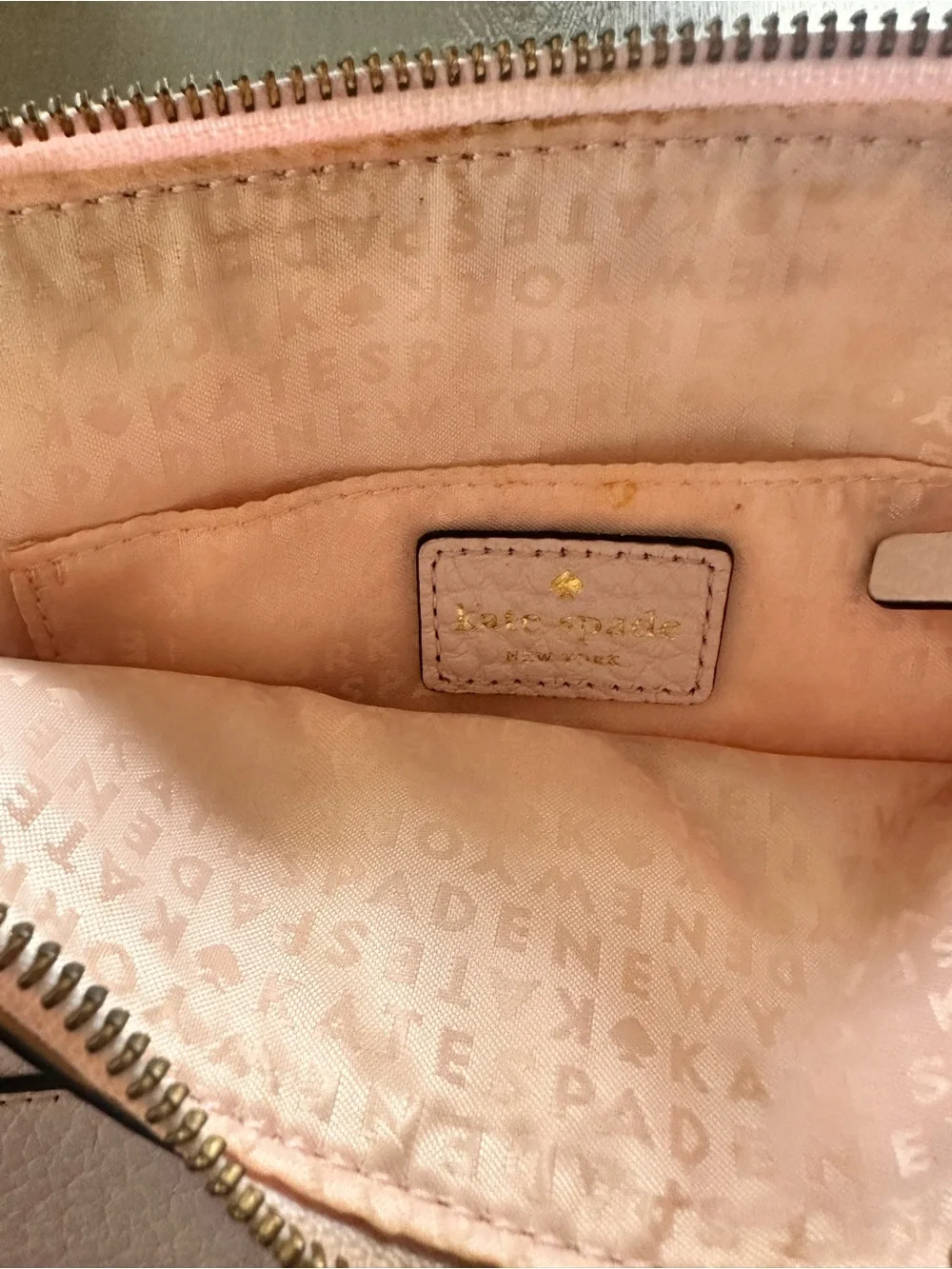 kate spade Blush Pink Pebbled Leather cross body bag  Gold Hardware